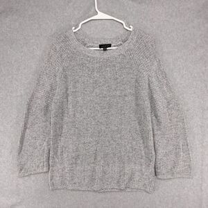 Lucky Brand Sweater Wmns M Gray Tight Knit Ribbed Hem Scoop Neck Stretch Classic